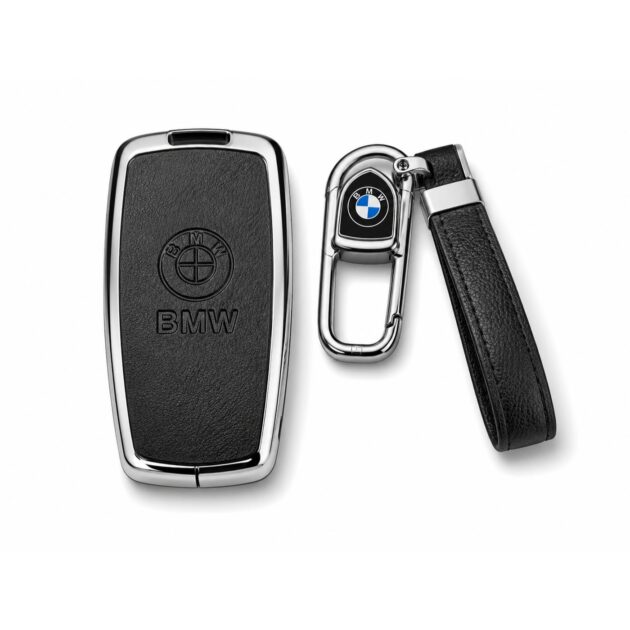 غطاء مفتاح أسود متوافق مع سيارات BMW مع حزام سلسلة المفاتيح | CGS