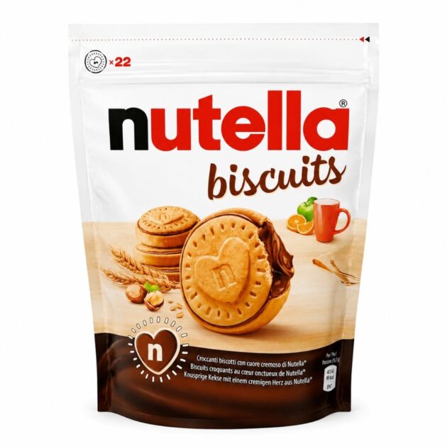 بسكويت نوتيلا محشو بكريمة الكاكاو والبندق، بسكويت مقرمش، 22 قطعة | Nutella