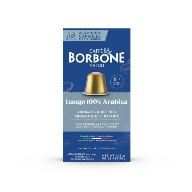 كبسولات لونغو سوبلايم متوافقة مع ماكينات نسبريسو، 10 قطع | Caffe Borbone