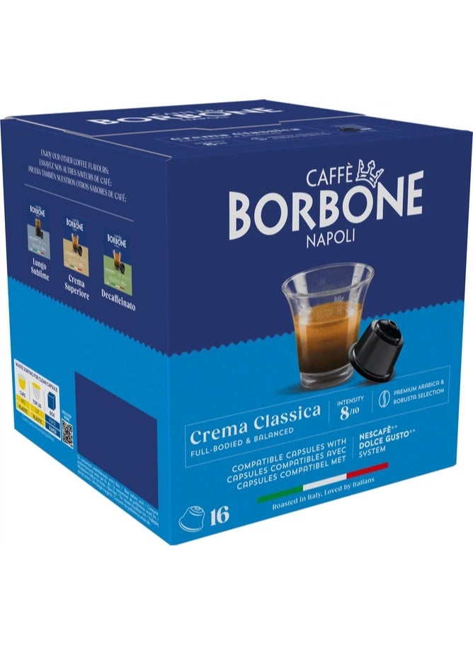 كبسولات كريما كلاسيكا متوافقة مع 8/10 - 16 كبسولة | Caffe Borbone