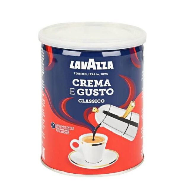 قهوة كريما إي غوستو المطحونة، علبة، تحميص داكن، ٢٥٠ غرام | Lavazza