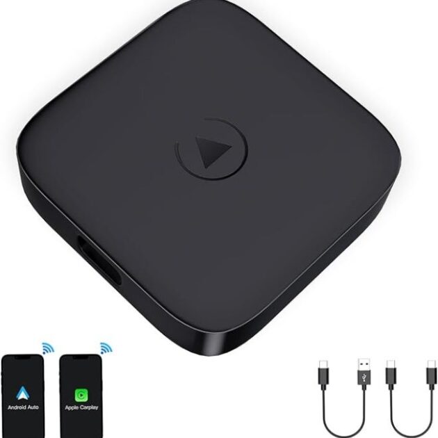 محول كاربلاي لاسلكي من سي جي إس | يحول كاربلاي السلكي إلى لاسلكي | متوافق مع منفذ USB-C - التوصيل والتشغيل | أسود | CGS
