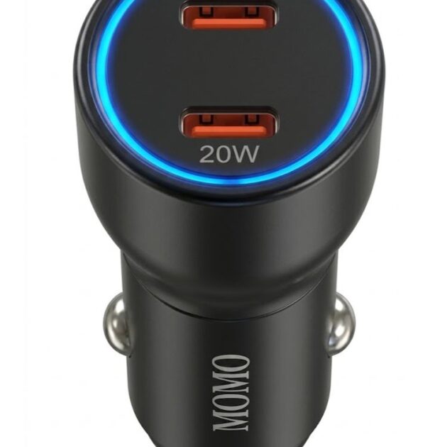 شاحن سيارة مزدوج USB بقوة 60 واط 055502 - شحن سريع | Momo