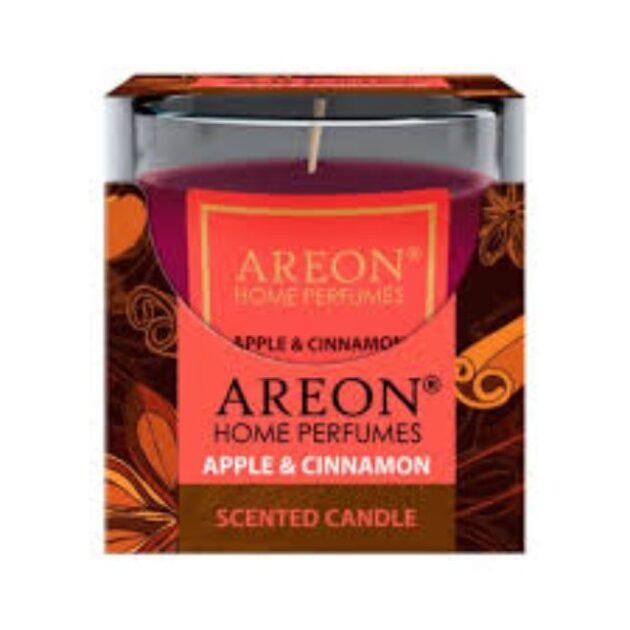 شمعة معطرة من أريون برائحة التفاح والقرفة 120 غرام - عطر منزلي دافئ وجذاب | Areon