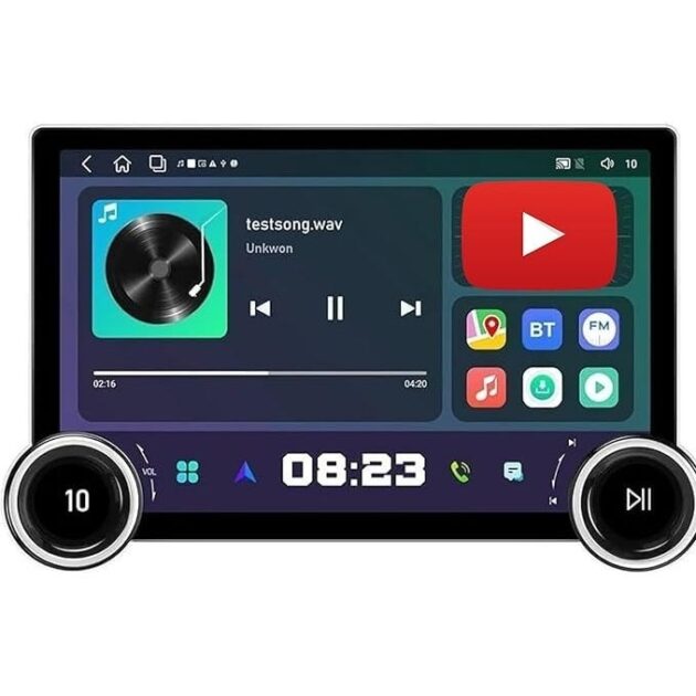 شاشة وسائط متعددة للسيارة تعمل بنظام أندرويد مقاس 10.1 بوصة مع زر تحكم مزدوج، تدعم CarPlay وAndroid Auto وكاميرا الرجوع للخلف | CGS